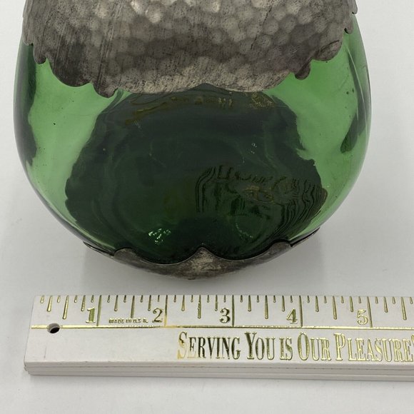 Royal Holland Daalderop Pewter Overlay & Green Glass Decanter bottle w/Stopper V - Picture 14 of 16